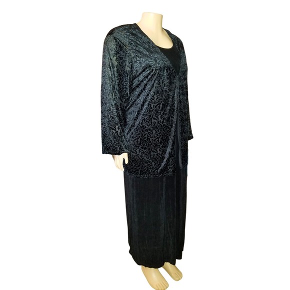 Vintage Lane Bryant Designs Black Sleeveless Dress with Velour Duster 22/24 - Picture 2 of 8
